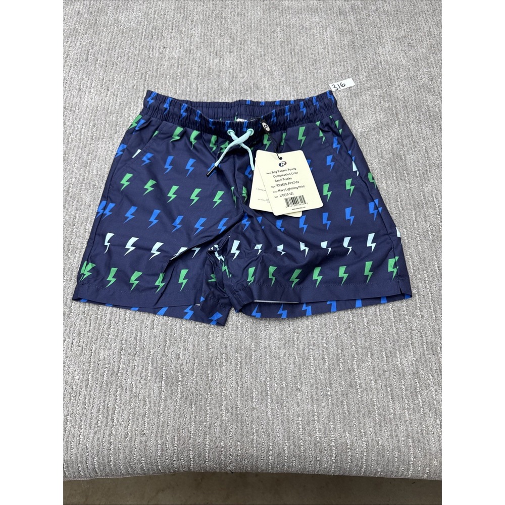 Rokka & Rolla Youth Large Swim Trunks Color Navy Lightning #316 - Picture 10 of 16